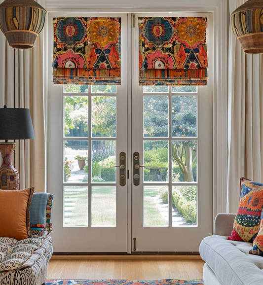 Vibrant boho roman blinds