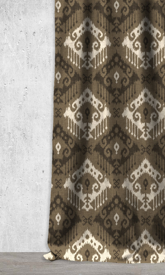 Ikat Print Roman Shades (Tan/ Coffee Brown)