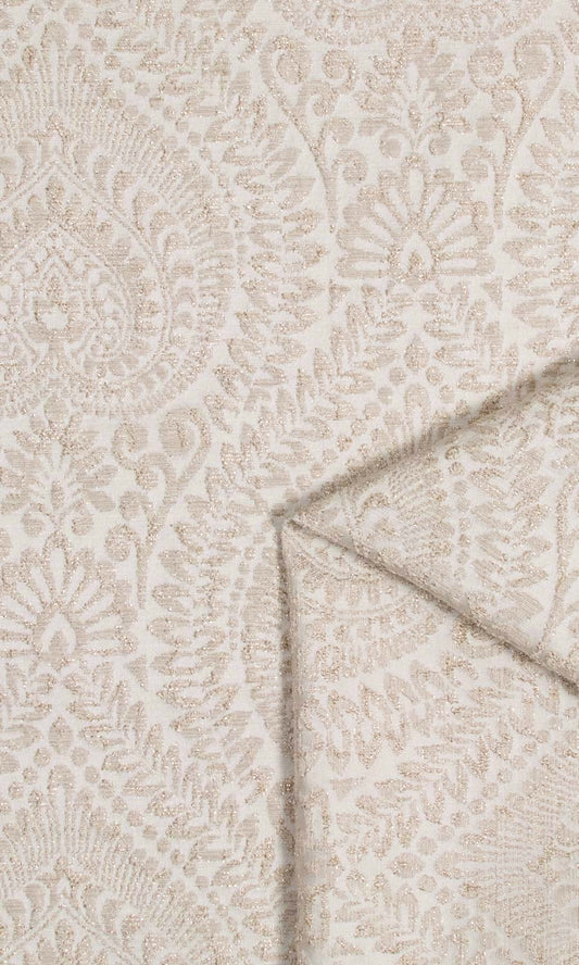 Textured Floral Home Décor Fabric By the Metre (Cream/ Beige)
