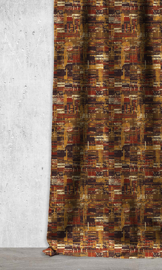 Made-to-Order Home Décor Fabric By the Metre (Brick Red/ Yellow/ Brown)