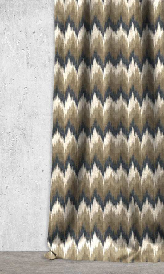 Chevron Patterned Ikat Shades (Blue/ Beige/ Brown)