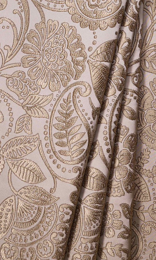 Floral Self-Patterned Home Décor Fabric Sample (Two Tone Beige)