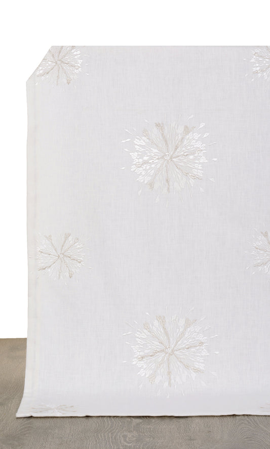 Sunburst Embroidered Roman Shades (White/ Pale Gray)