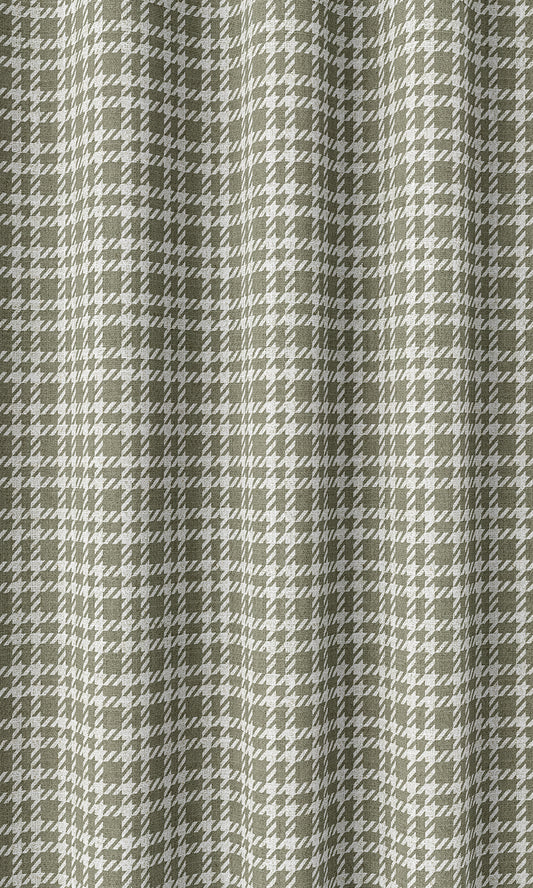 Check Patterned Home Décor Fabric By the Metre (Olive Green/ White)