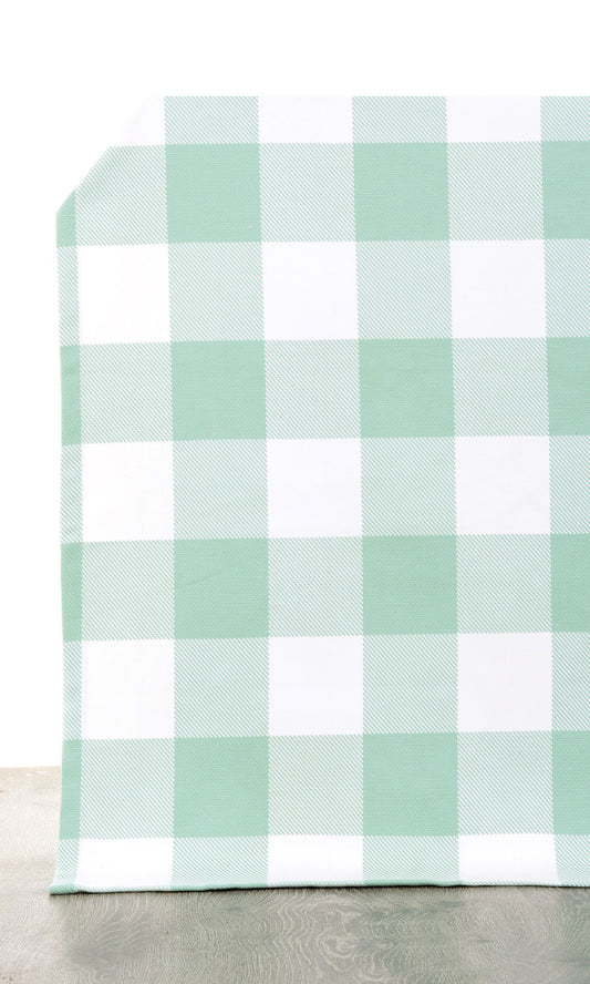 Buffalo Check Home Décor Fabric Sample (Aqua Blue/ Foam White)