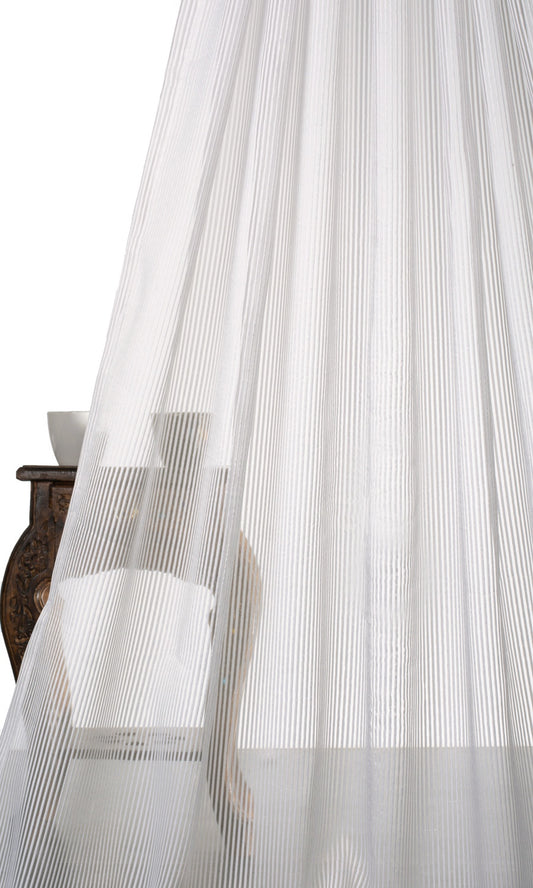 Striped Sheer Home Décor Fabric Sample (White)