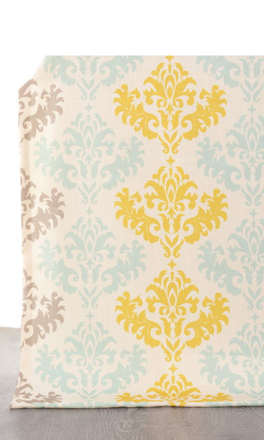 Damask Patterned Home Décor Fabric By the Metre (Yellow/ Blue/ Gray/ White)