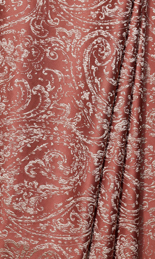 Red Paisley Pattern Home Décor Fabric By the Metre (Red/ Orange)