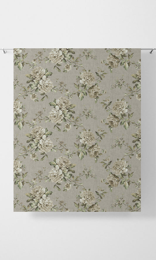 Country Floral Window Home Décor Fabric By the Metre (Warm Grey)