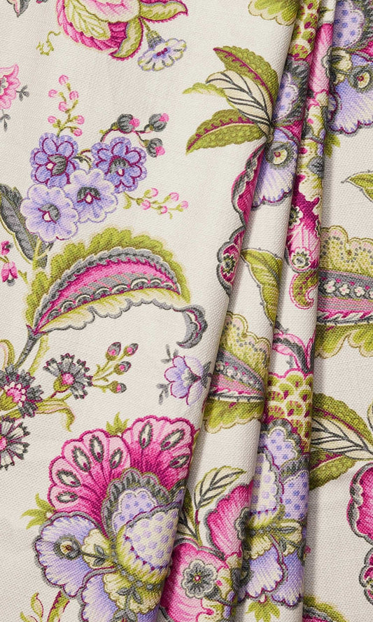 Floral Print Custom Size Home Décor Fabric By the Metre (Pink/ Purple/ Green)
