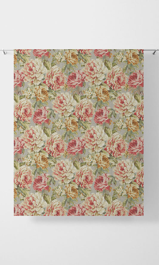 Floral Print Home Décor Fabric Sample (Pink/ Orange)