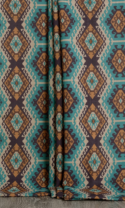 Kilim Print Custom Shades (Brown/ Beige/ Turquoise)