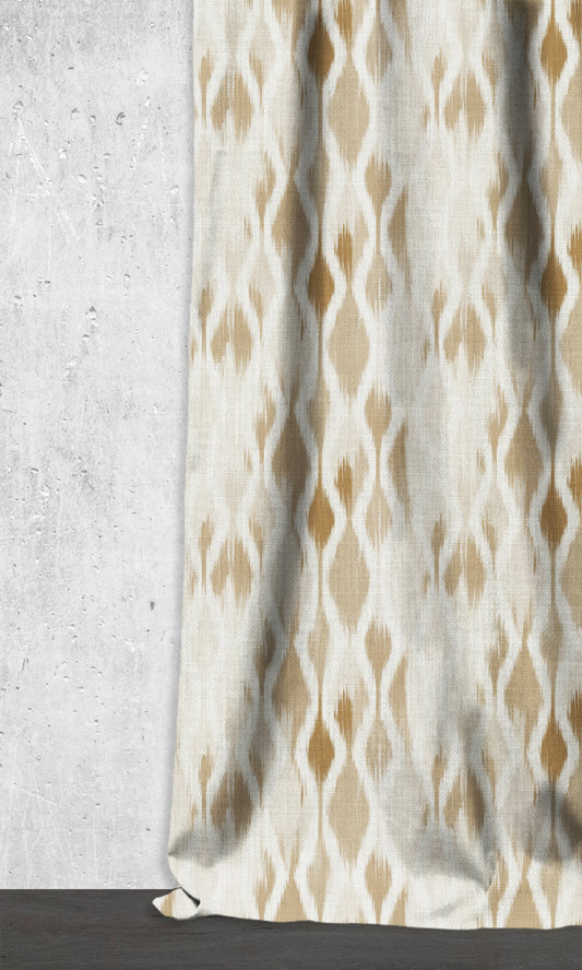 Ikat-Style Home Décor Fabric Sample (Eggshell White/ Pale Brown)