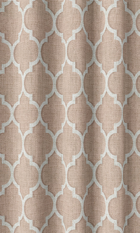 Trellis Tile Print Home Décor Fabric By the Metre (Blush Pink/ White)