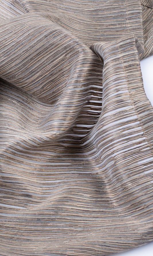 Striped Sheer Home Décor Fabric Sample (Mocha Brown)