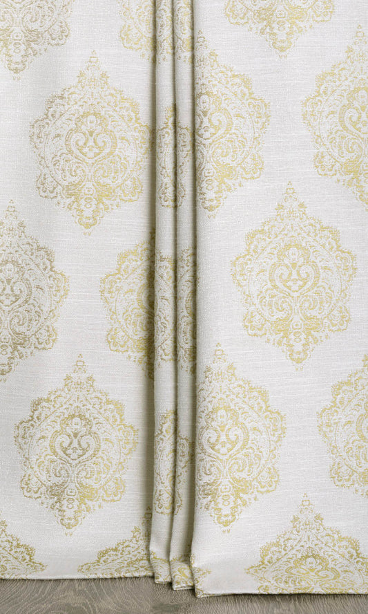 Patterned Home Décor Fabric Sample (Off White/ Green)