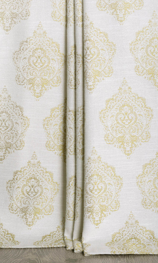 Patterned Window Roman Shades (Off White/ Green)