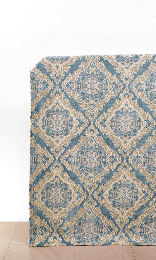 Made-to-Order Home Décor Fabric Sample (Beige/ Brown/ Blue)