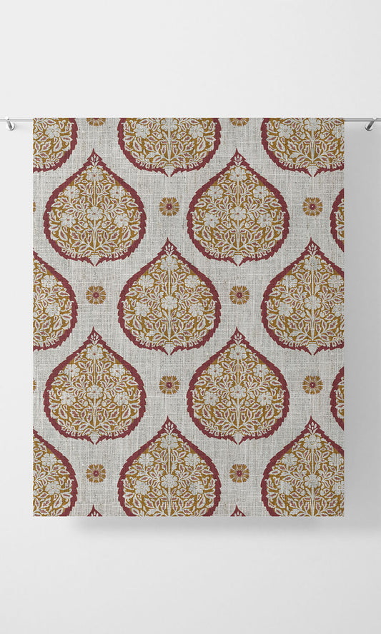 Paisley Home Décor Fabric By the Metre (Red/ Orange)