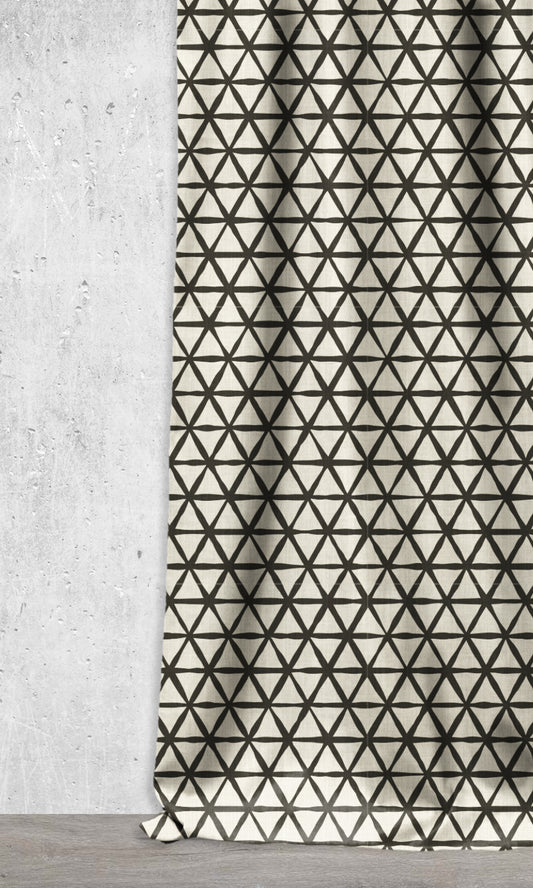 Geometrical Pattern Roman Shades (Black/ Ivory)