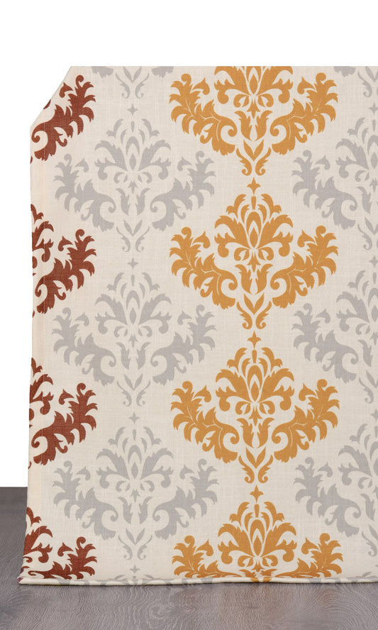 Damask Patterned Home Décor Fabric Sample (Red/ Gray/ Yellow/ White)