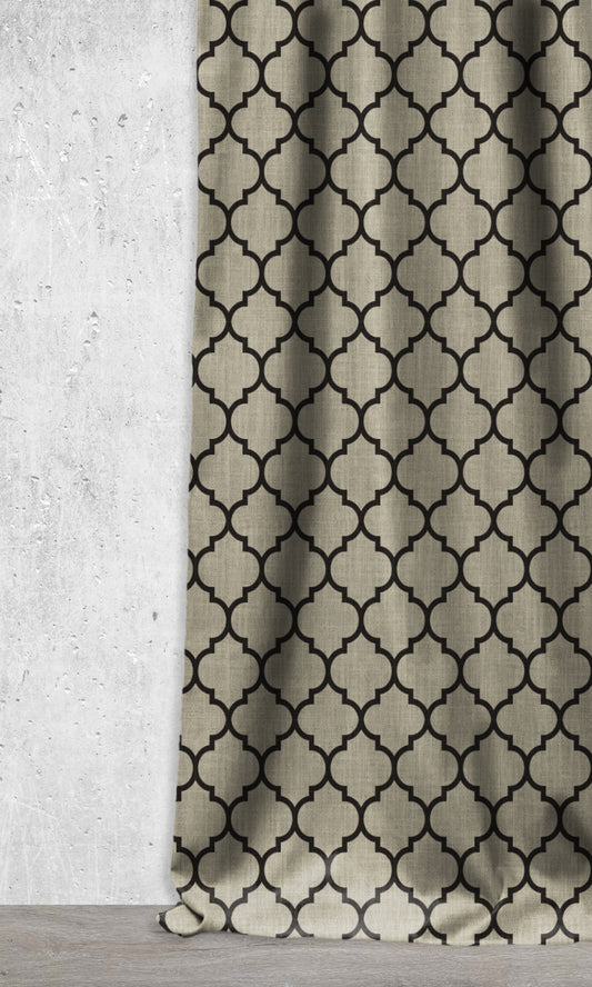 Geometrical Print Roman Shades (Black/ Stone Grey)