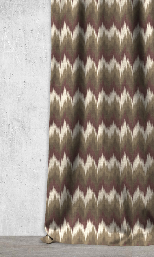 Chevron Patterned Ikat Shades (Red/ Olive Green)