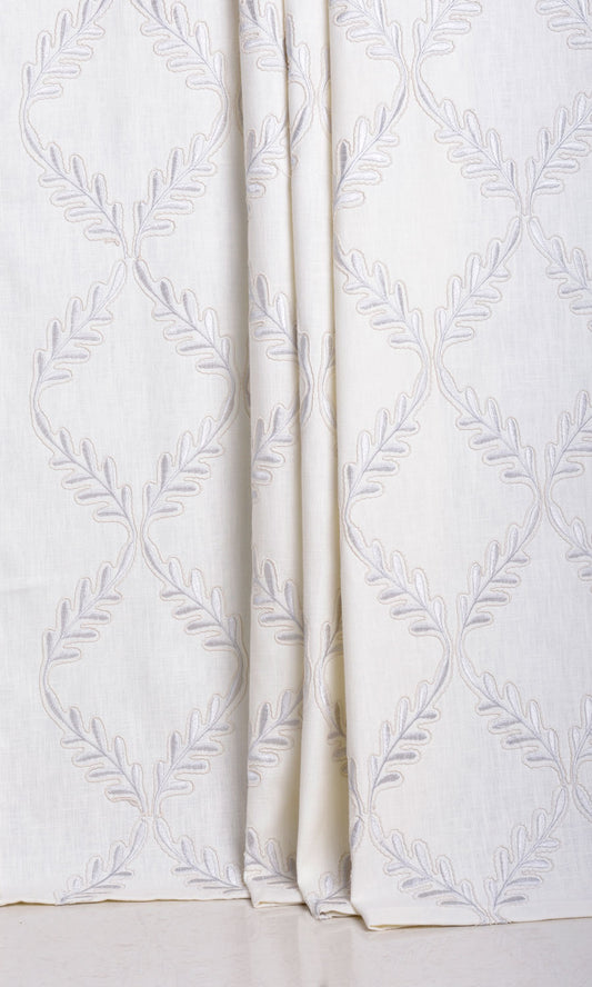 Poly-Linen Embroidered Blinds (White/ Cream)