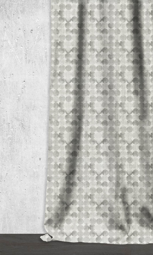 Printed Home Décor Fabric By the Metre (Eggshell White/ Pewter Grey)