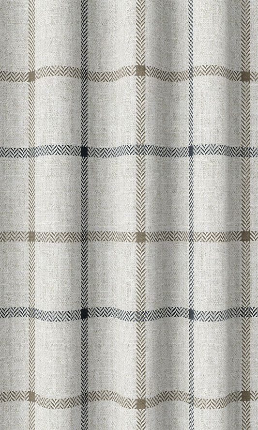 Check Patterned Home Décor Fabric Sample (Oatmeal White)