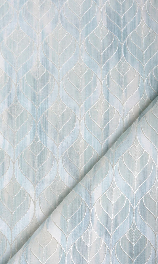 Petal Patterned Home Décor Fabric By the Metre (Pale Aqua Blue)