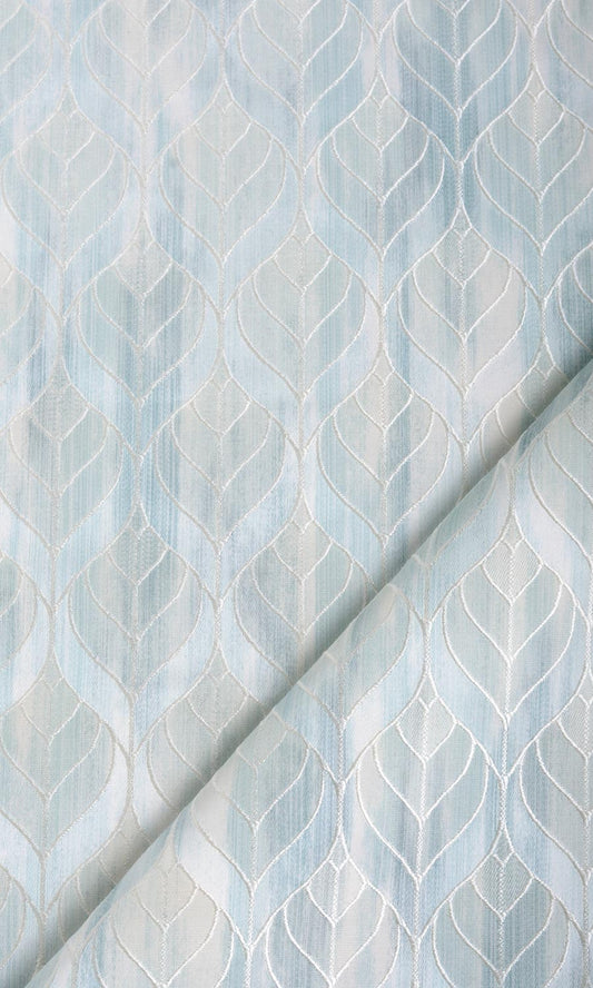 Petal Patterned Home Décor Fabric Sample (Pale Aqua Blue)