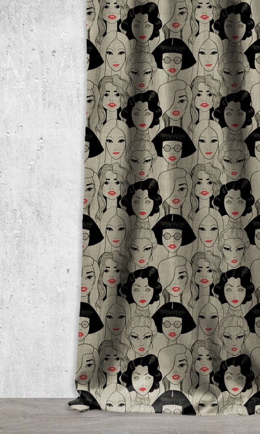 Pop Art Theme Roman Shades (Black/ Stone Grey/ Red)