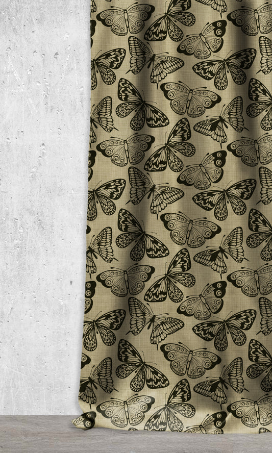 Nature Print Roman Shades (Black/ Khaki Brown)