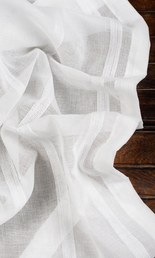 Woven Striped Sheer Shades (White)