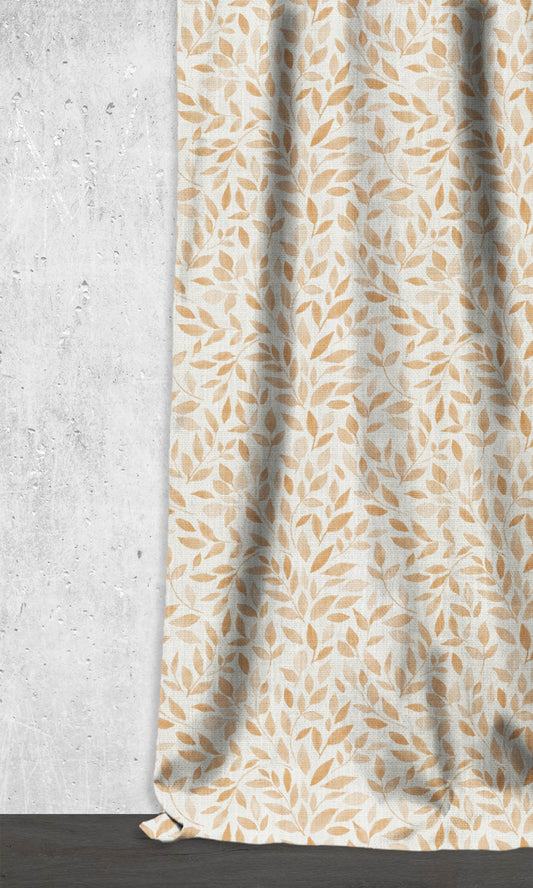 Botanical Print Home Décor Fabric By the Metre (Eggshell White/ Orange/ Brown)