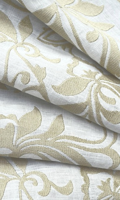 Custom White Linen Home Décor Fabric By the Metre (White/ Ivory)