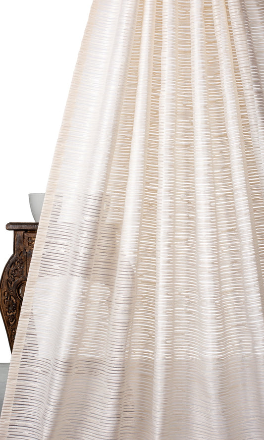 Striped Sheer Home Décor Fabric Sample (Ivory / Beige)