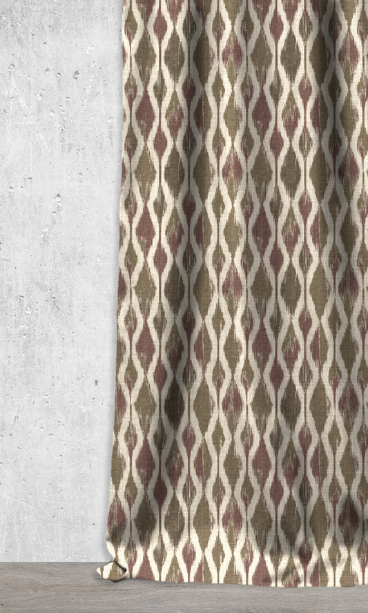 Ogee Patterned Ikat Shades (Red/ Green)