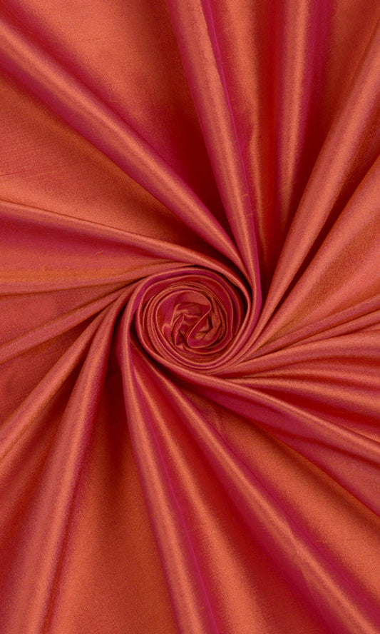 Shantung Silk Custom Home Décor Fabric By the Metre (Brick Orange/ Red)