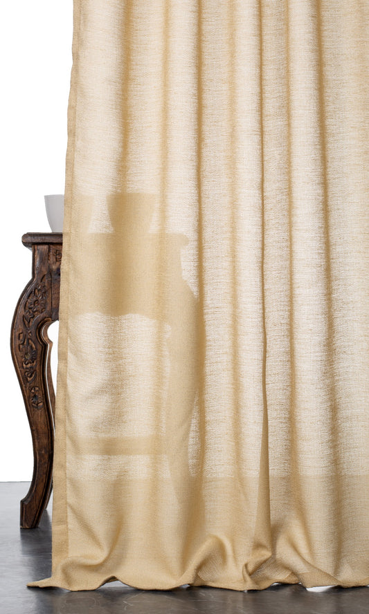 Plain Sheer Home Décor Fabric Sample (Macaroon Beige / Warm Yellow)