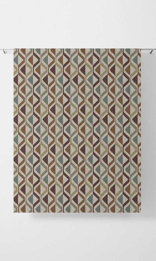 Geometric Print Home Décor Fabric By the Metre (Blue/ Orange/ Deep Purple)
