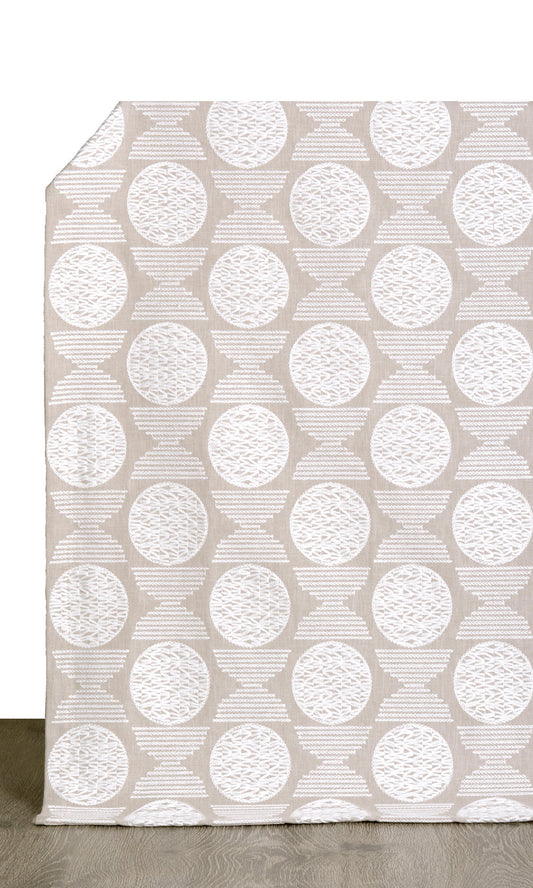 Geometric Patterned Home Décor Fabric By the Metre (Oatmeal Beige)