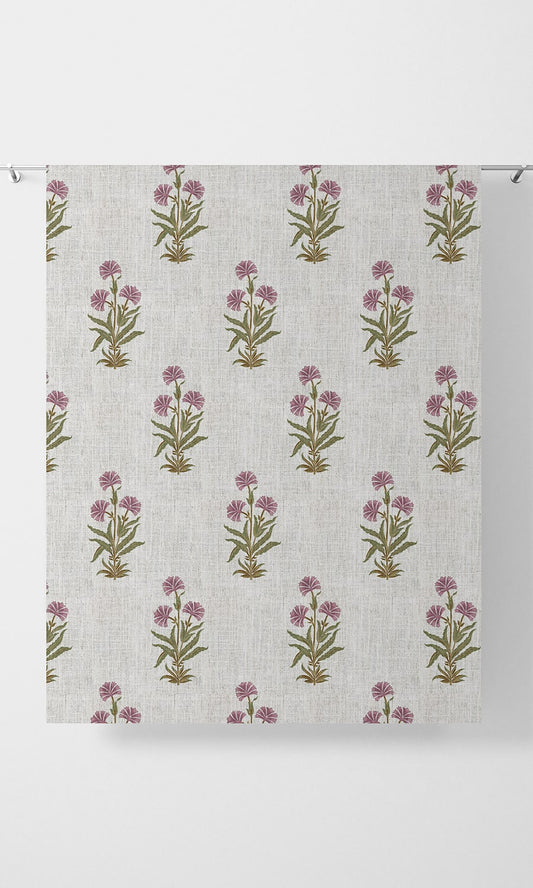 Floral Home Décor Fabric Sample (White/ Pink/ Green)