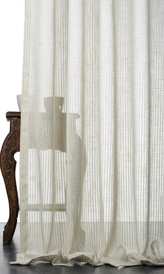 Striped Embroidery Sheer Window Shades (Gray)