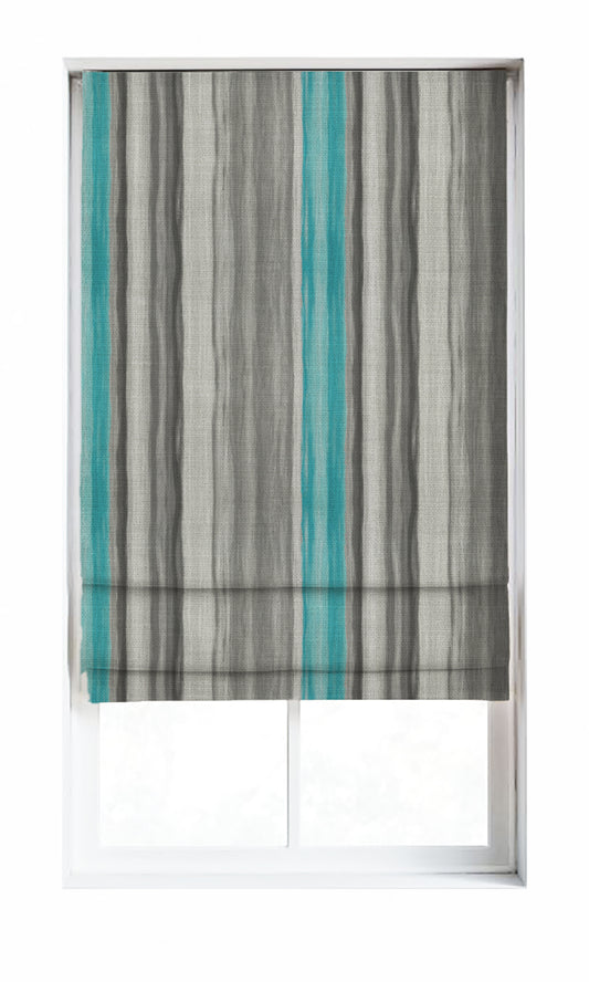 Watercolor Effect Striped Home Décor Fabric By the Metre (Grey/ Blue)