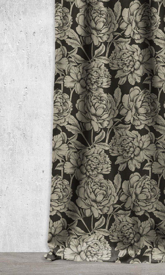 Floral Print Roman Shades (Black/ Stone Grey)