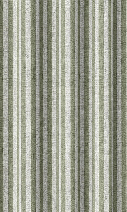 Modern Striped Custom Home Décor Fabric By the Metre (Green/ White)