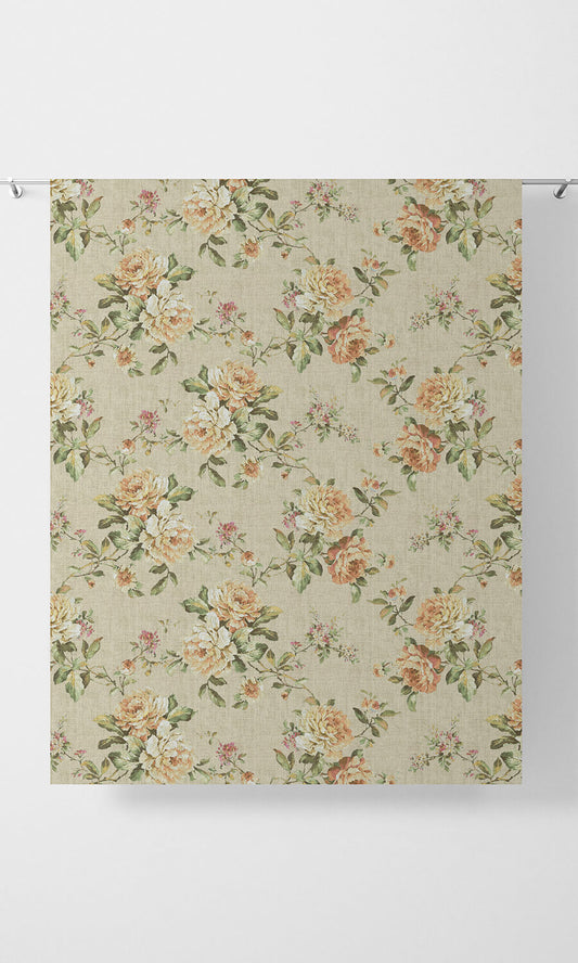 Country Floral Home Décor Fabric By the Metre (Yellow/ Orange)