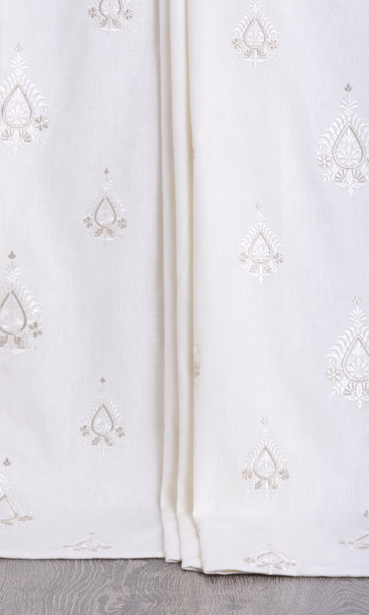 White Embroidery Roman Shades (Pure White/ Pale Gray)
